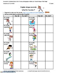 This page has worksheets, learning centers, and activities to help students learn about healthy and unhealthy food choices. Grade 2 Do You Like Sports Worksheet