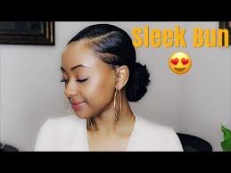 How To Low Sleek Bun On Natural Hair Youtube Natural Hair Bun Styles Sleek Hairstyles Natural Hair Styles