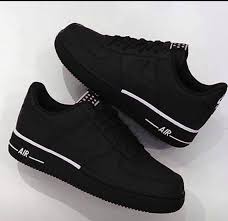 All Black Air Forces Outfit All Black Air Forces With A Strip Of White Sneakers Fashion Nike Air Shoes Nice Shoes