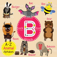 B Letter Tracing Baboon Badger Bat Bear Bee Beaver Bison Cute Baboon Animal Alphabet Beaver