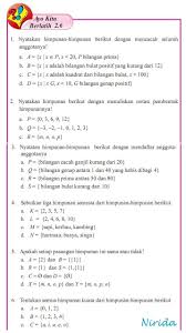 Diketahui m = {a, i, u, e, o} dan n = {a, u, o}, maka n (m ∪ n) adalah. Jawaban Paket Smp Kls 7 Hal 147 Latihan 2 6 Brainly Co Id