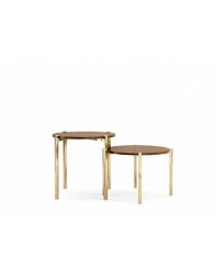 Trapezoid iron coffee table legs. A Set Of Round Table Design Style Round Side Table