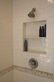 Built In Shelf In Shower Makes So Much More Sense Than Those Over The Shower Caddies Built In Shower Shelf Shower Shelves Shower Alcove