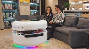 Coosno Smart Coffee Table With Voice Controlled Refrigerator