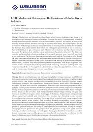 Lgbt rights malaysia, being an islamic state with sharia laws, strongly goes against any lesbian, gay, bisexual and transgender rights group. Pdf Lgbt Muslim And Heterosexism The Experiences Of Muslim Gay In Indonesia