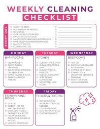 Cleaning Services We Maid Time Weekly Cleaning Checklist Weekly Cleaning Free Printable Cleaning