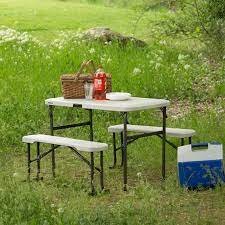 Lifetime compact table (light commercial). Lifetime Folding Picnic Table And Bench Set Bcf