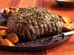 Herb Crusted Petite Roast With Fig Onion Relish Recipe Strip Roast Recipe Food Recipes