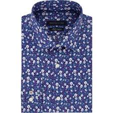 A geometric pattern elevates this crisp sport shirt. Tommy Hilfiger Mens Floral Print Slim Fit Button Down Shirt