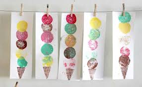 Ice cream cones generally have a grid like pattern which helps add strength to. Colorful Ice Cream Art An Easy Printmaking Project For Kids