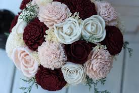 Find a florist from your city and order online. Marsala Burgundy Blush Sola Wood Flower Budget Wedding Bouquet Set Solaflowerstore
