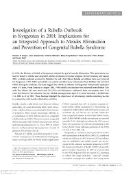 Pdf Investigation Of A Rubella Outbreak In Kyrgyzstan In 2001 Implications For An Integrated Approach To Measles Elimination And Prevention Of Congenital Rubella Syndrome