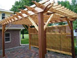 Pergola Kits For Easy Installation Pergola Kits Custom Western Red Cedar Pergola With Privacy Lattice Minnesota Bg Outdoor Pergola Pergola Building A Pergola