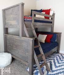 Since the room isn't big, the bunk bed was an obvious choice. Farmhouse Style Twin Over Full Bunk Bed Plans Her Tool Belt