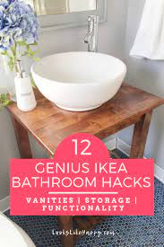 By adding leather straps that hold a small wooden bar, the bekvam spice rack becomes a toilet paper dispenser that has a shelf. 12 Ikea Bathroom Hacks For Vanities Storage Functionality