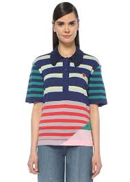 Tommy Hilfiger Mavi Kadin Polo Yaka Renkli Cizgili T Shirt 608817 Beymen Moda Stilleri Tommy Hilfiger Kadin