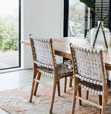 6 modern dining chairs dining room chair table faux leather furniture cozy brown. Sold Out A Classic Combination Of White Leather Woven Around A Natural Waxed Teak Wood Ba Woven Dining Chairs Leather Dining Room Chairs Dining Table Chairs
