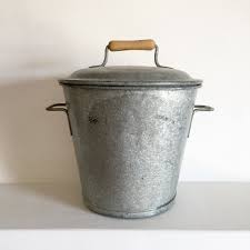 French Antique Zinc Bucket Shabby Chic Garden Bucket Washing Bucket With Lid French French Country Garden French Country Garden Decor Shabby Chic Garden