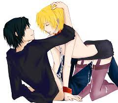 2boys chrollo lucilfer cum handcuffed hunter x hunter kurapika  leg hump male focus male only no shirt red collar 