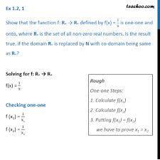 Ex 1 2 1 Class 12 Maths Show F X 1 X Is One One Onto Where R