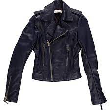 Pre Owned Balenciaga Leather Moto Jacket 1 395 Liked On Polyvore Featuring Outerwear Jac Blue Leather Jacket Navy Blue Leather Jacket Real Leather Jacket