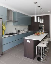 Galley Kitchen In High Gloss Acrylic Steel Blue Cabinetry Galley Style Kitchen Cool Kitchens Kitchen