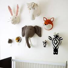 Felt Animal Head Cozy Nursery Animal Heads Kids Room Wall Decor Animal Head Decor