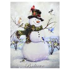35 best christmas wall decor ideas and designs for 2019. Led Lighted Snowman And Bird Friends Christmas Canvas Wall Art 15 75 X 11 75 Overstock 16546352