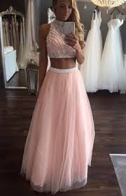 Pink 2 Piece Prom Dresses Long Vestido De Evening Dresses Prom Pretty Prom Dresses Cheap Prom Dresses Long