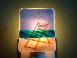 Fused Glass Beach Chair Night Light Fused Glass Glass Decals Glass