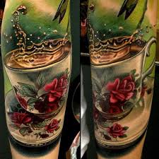 Wait Right Here I Ll Be Back In The Morning Tattoo Nikko Hurtado Teacup Close Up Colour Sleeve In Progress Teacup Tattoo Nikko Hurtado Tea Tattoo