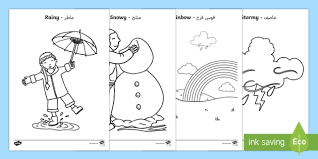Weather index] dltk's crafts for kids weather coloring pages, posters and tracer pages. Weather Colouring Pages Arabic English Teacher Made
