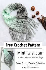 Jul 08, 2021 · a twist on the loop scarf above, this stylish pom pom scarf is worked up in simple stockinette stitch with a little dose of happy in the form of a couple of adorable pom poms on the end. Crochet Bandana Scarf Free Pattern Left In Knots