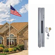 There are flag poles that fit into a tube that is permanently in the ground. Residential Yard Flag Pole Gift Kit Flagandbanner Com