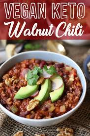Veganer Keto Walnuss Chili Ist Der Beste Gluten Freie Proteinreiche Vegane Rezepte Keto Recipes Dinner Low Carb Dinner Recipes Vegan Keto Recipes
