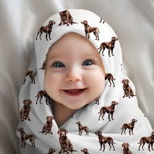 Chocolate Labrador Baby Swaddle Blanket: Dog Mom Gift, Puppy Nursery