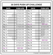 Push Ups Workout Routine Chart 30 Day Pushup Challenge For