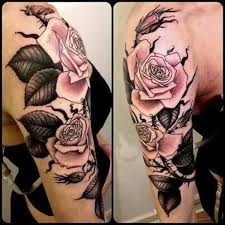 Pop Of Color Rose Tattoo Quarter Sleeves Google Search Sleeve Tattoos For Women Quarter Sleeve Tattoos Half Sleeve Tattoo