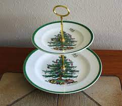 2 Tier Cake Cupcake Spode Christmas Tree Plate Stand Tidbit Etsy Spode Christmas Spode Christmas Tree Christmas China