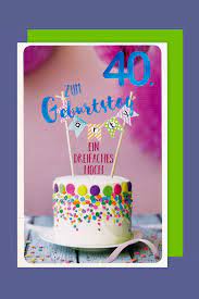 Geburtstag für mann und frau. 40 Geburtstag Karte Grusskarte Konfetti Kuchen Foliendruck 16x11cm Avancarte