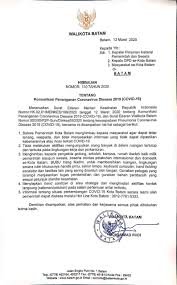 Tujuan dari surat keputusan ini adalah sebagai salah satu pemberian keputusan instansi. Ini Surat Edaran Walikota Batam Terkait Virus Corona Portal Berita Batam Kepri