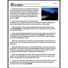 Good practice for young learners who know basic colours. What Are Glaciers Reading Comprehension Worksheet Edhelper