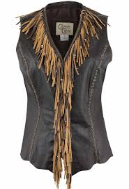 Cripple Creek Fringe Leather Vest Antique Chocolate