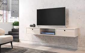 Shiloh Ivory Oak Floating Tv Stand Mounted Tv Ideas Living Rooms Floating Shelves Living Room Floating Tv Stand