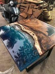 Square Epoxy Coffee Table Epoxy Table Ocean Table Walmut Etsy In 2020 Resin Table Wood Resin Table Coffee Table