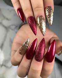 Try our dedicated shopping experience. Christmas Nails Holiday Nails Winter Nails Red And Gold Glitter Nails Red And Gold Acrylic Nails Red And G Red And Gold Nails Gold Nail Designs Gold Nails