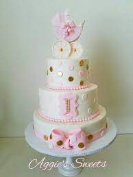 White Pink And Gold Baby Shower Cake Gold Baby Shower Cake Princess Baby Shower Cake Pink Baby Shower Cake