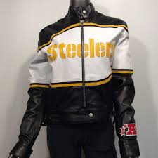 Pittsburgh Steelers Italian Lambskin Leather Jeff Hamilton Reebok Jacket 1300 Reebok Pittsburghsteelers Lambskin Leather Jackets Lambskin