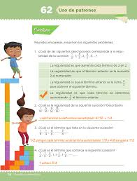Libro de matemáticas 6 grado contestado : Uso De Patrones Bloque Iv Leccion 62 Apoyo Primaria
