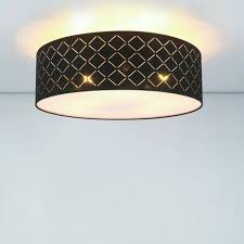 Idéal pour les lampes de table de votre chambre ou de votre salon. Plafonnier Design Salon Abat Jour En Textile Black Gold En Kit Avec Ampoules Led